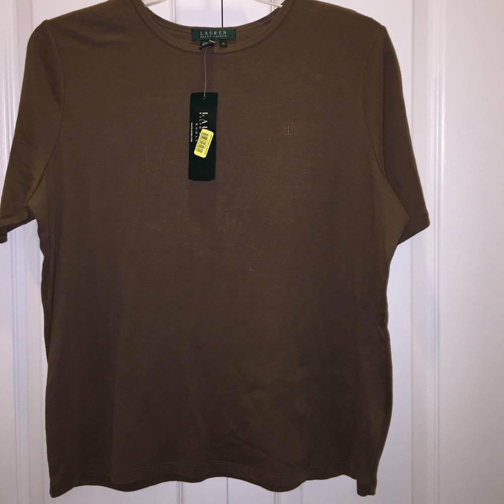 Ralph Lauren 1X Brown Shirt sleeved top shirt